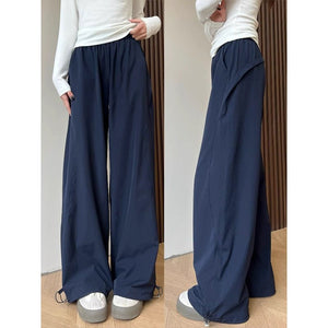 American quick - drying overalls summer women's clothing 2025 new pants women's thin straight cool Sa wind wide - leg sweatpants - Negative Apparel