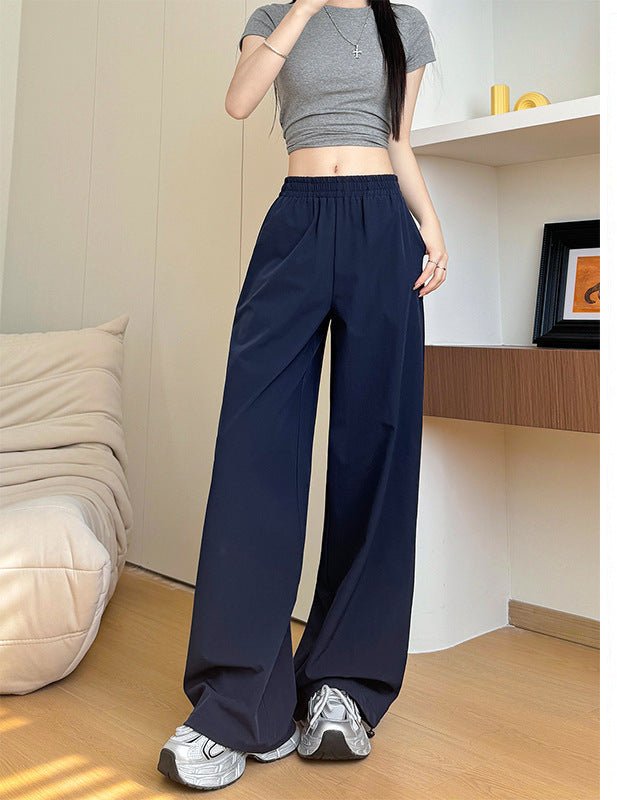 American quick - drying overalls summer women's clothing 2025 new pants women's thin straight cool Sa wind wide - leg sweatpants - Negative Apparel