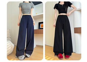 American quick - drying overalls summer women's clothing 2025 new pants women's thin straight cool Sa wind wide - leg sweatpants - Negative Apparel