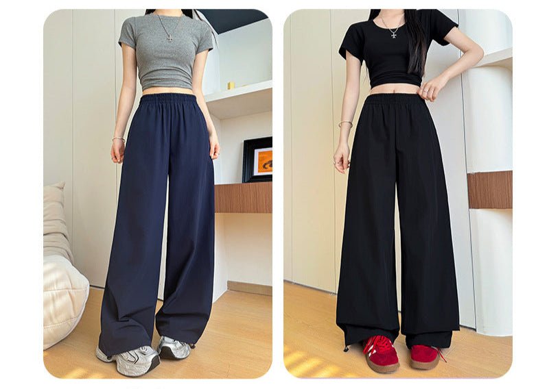 American quick - drying overalls summer women's clothing 2025 new pants women's thin straight cool Sa wind wide - leg sweatpants - Negative Apparel