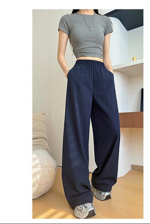 American quick - drying overalls summer women's clothing 2025 new pants women's thin straight cool Sa wind wide - leg sweatpants - Negative Apparel