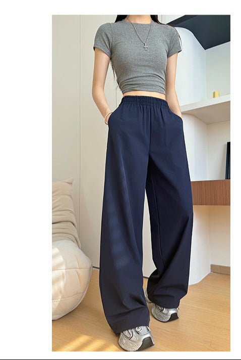 American quick - drying overalls summer women's clothing 2025 new pants women's thin straight cool Sa wind wide - leg sweatpants - Negative Apparel