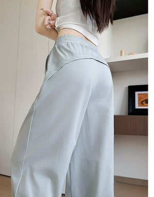 American quick - drying overalls summer women's clothing 2025 new pants women's thin straight cool Sa wind wide - leg sweatpants - Negative Apparel