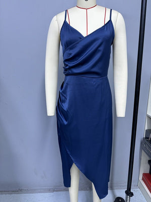 American satin sling slit party dress - Negative Apparel