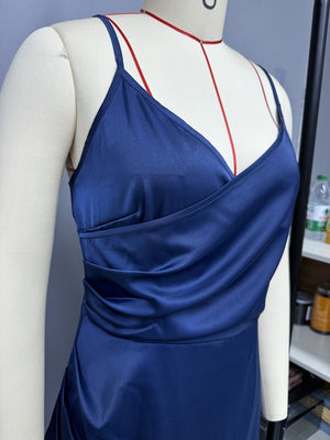 American satin sling slit party dress - Negative Apparel