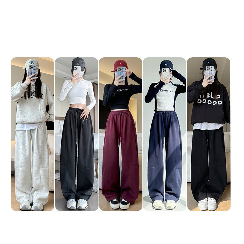 American scimitar banana pants women's pants spring and autumn new high waist straight loose wide leg pants casual narrow sweatpants - Negative Apparel