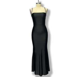 American spring new long dress backless lace - up chest wrap dress - Negative Apparel