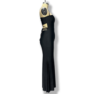 American spring new long dress backless lace - up chest wrap dress - Negative Apparel