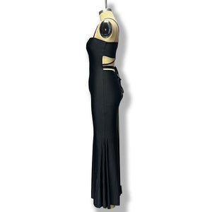 American spring new long dress backless lace - up chest wrap dress - Negative Apparel