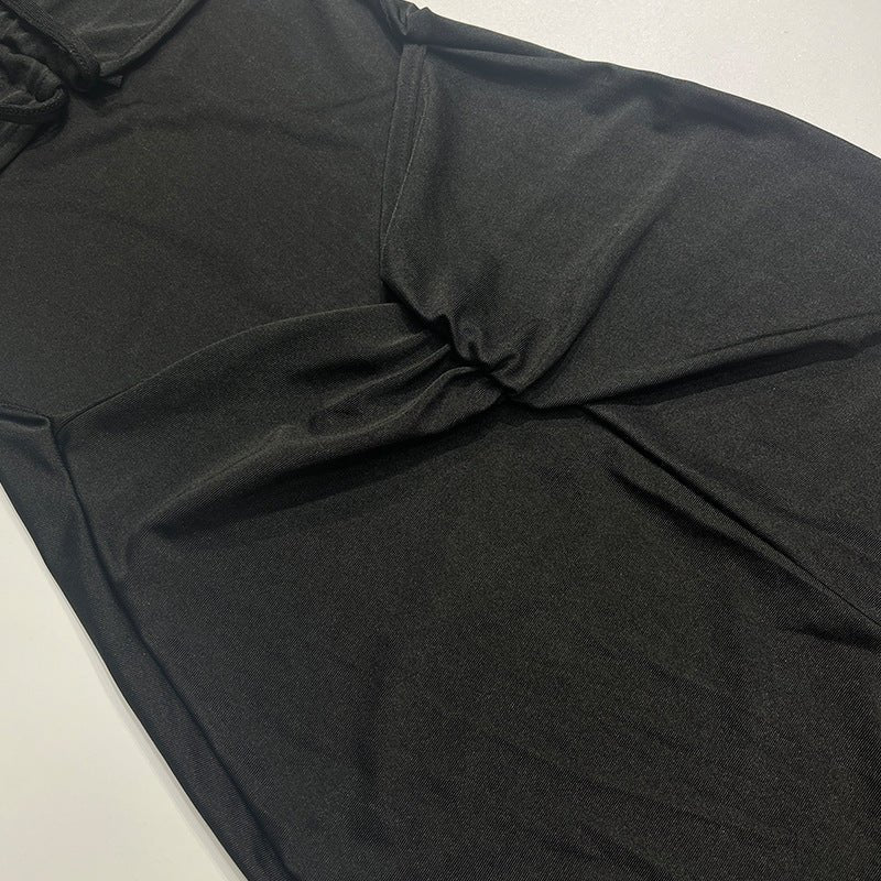 American spring new long dress backless lace - up chest wrap dress - Negative Apparel