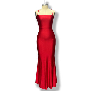 American spring new long dress backless lace - up chest wrap dress - Negative Apparel