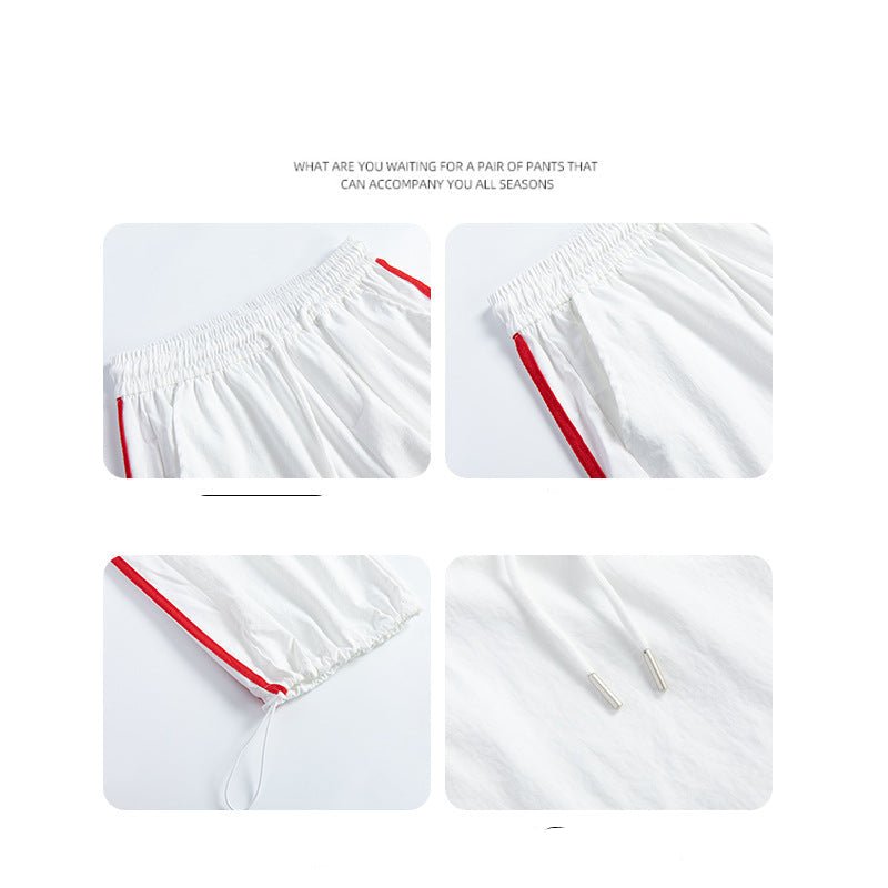 American striped sweatpants women's clothing 2025 new spring and summer loose straight sweatpants mopping the floor and showing thin narrow wide - leg pants - Negative Apparel