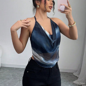 American style suspender mesh neck small vest women - Negative Apparel