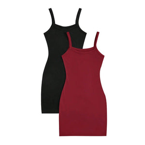 American style sxy solid color suspender dress - Negative Apparel