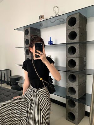 American style white t-shirt for women, short sleeves, shoulder length, 2025 new style, slim round neck, cotton layered bottoming top - Negative Apparel