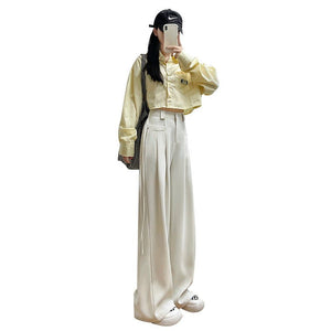 American suit pants drape pants women spring and autumn new casual pants women's straight pants mopping wide leg pants women's pants - Negative Apparel
