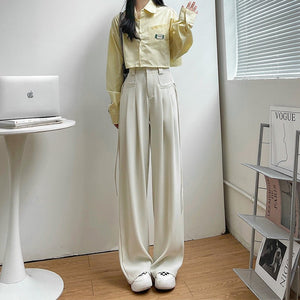 American suit pants drape pants women spring and autumn new casual pants women's straight pants mopping wide leg pants women's pants - Negative Apparel