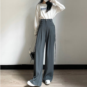 American suit pants drape pants women spring and autumn new casual pants women's straight pants mopping wide leg pants women's pants - Negative Apparel
