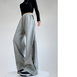 American sweatpants women's clothing 2025 new pants women's spring and autumn design sense casual wide - leg pants straight striped sweatpants - Negative Apparel