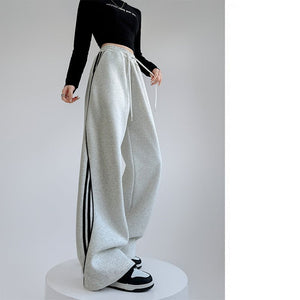 American sweatpants women's clothing 2025 new pants women's spring and autumn design sense casual wide - leg pants straight striped sweatpants - Negative Apparel