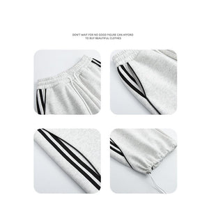 American sweatpants women's clothing 2025 new pants women's spring and autumn design sense casual wide - leg pants straight striped sweatpants - Negative Apparel
