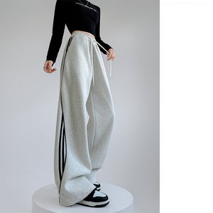 American sweatpants women's clothing 2025 new pants women's spring and autumn design sense casual wide - leg pants straight striped sweatpants - Negative Apparel