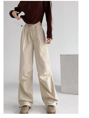 American sweatpants women's summer thin high waist wide legs parachute pants casual thin quick drying overalls women's pants - Negative Apparel