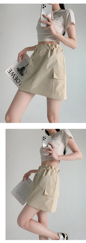 American workwear skirt for women, new summer style, slim design, hip skirt, high waist, small size, A - line short skirt - Negative Apparel