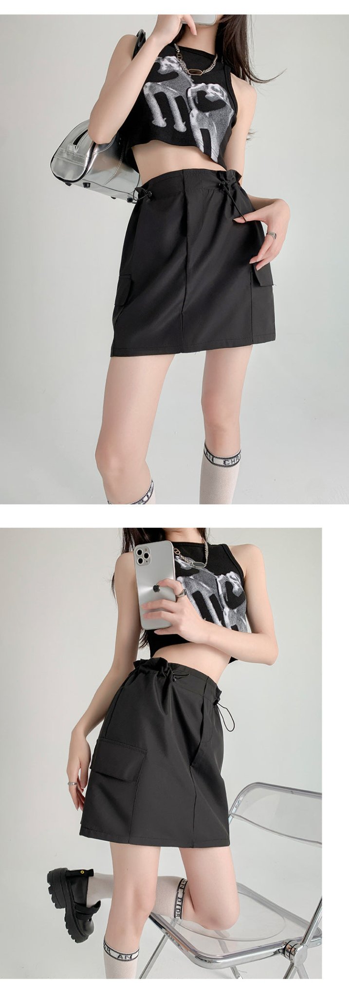 American workwear skirt for women, new summer style, slim design, hip skirt, high waist, small size, A - line short skirt - Negative Apparel