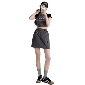 American workwear skirt for women, new summer style, slim design, hip skirt, high waist, small size, A - line short skirt - Negative Apparel