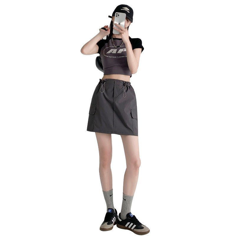 American workwear skirt for women, new summer style, slim design, hip skirt, high waist, small size, A - line short skirt - Negative Apparel