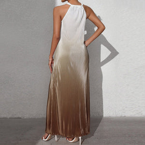 an and n fashion sexy backless halter neck dress spring and summer gradient sleeveless suspenders A - line long skirt pullover - Negative Apparel