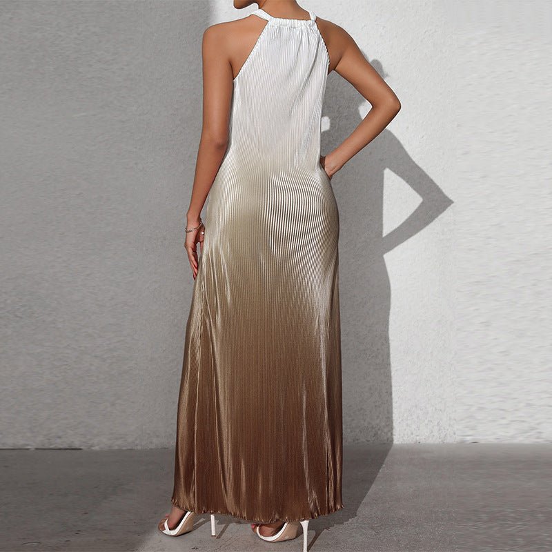 an and n fashion sexy backless halter neck dress spring and summer gradient sleeveless suspenders A - line long skirt pullover - Negative Apparel