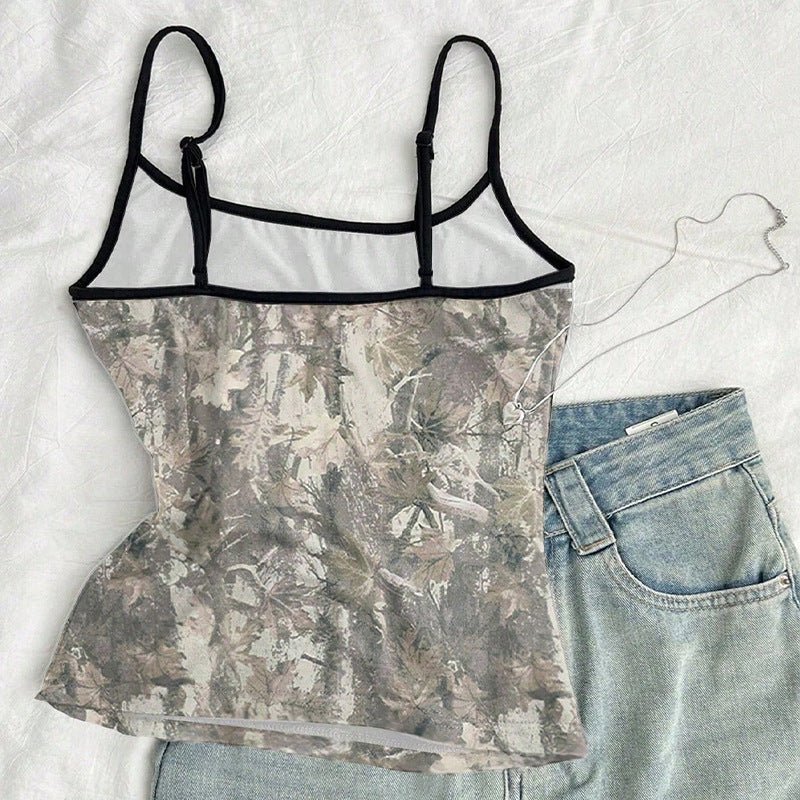 an and n sexy suspender tops for women 2025 summer retro color small vest inner wear for women - Negative Apparel