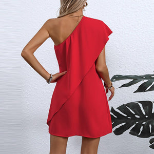 an and n temperament sexy fake two - piece off - shoulder dress summer vacation style sleeveless A - line midi skirt - Negative Apparel