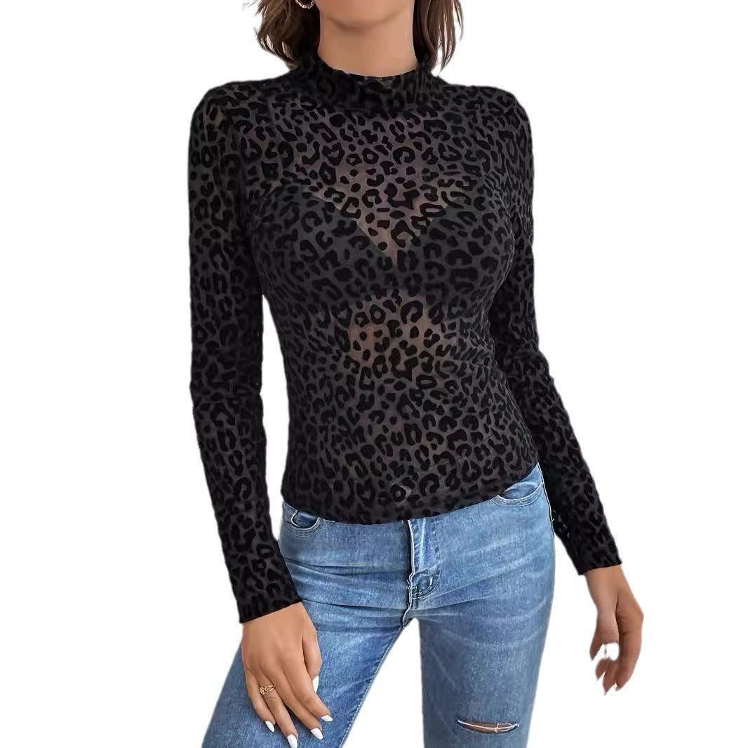 and the 2025 new suspender skirt sexy single - layer bra stand - up collar mesh bottoming shirt top women's T - Negative Apparel