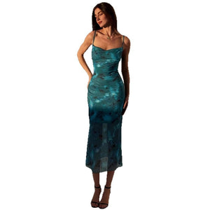 and the 2025 summer new thin suspender slim pure desire style high - end medium and long dress women - Negative Apparel