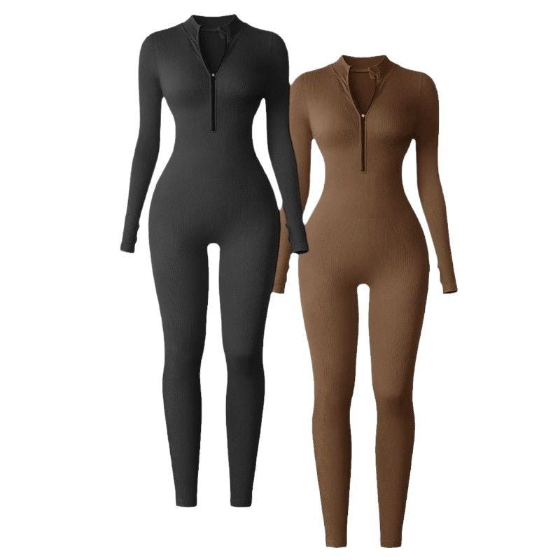 Apex Aura | Mock - Neck Zip Performance Jumpsuit - Negative Apparel