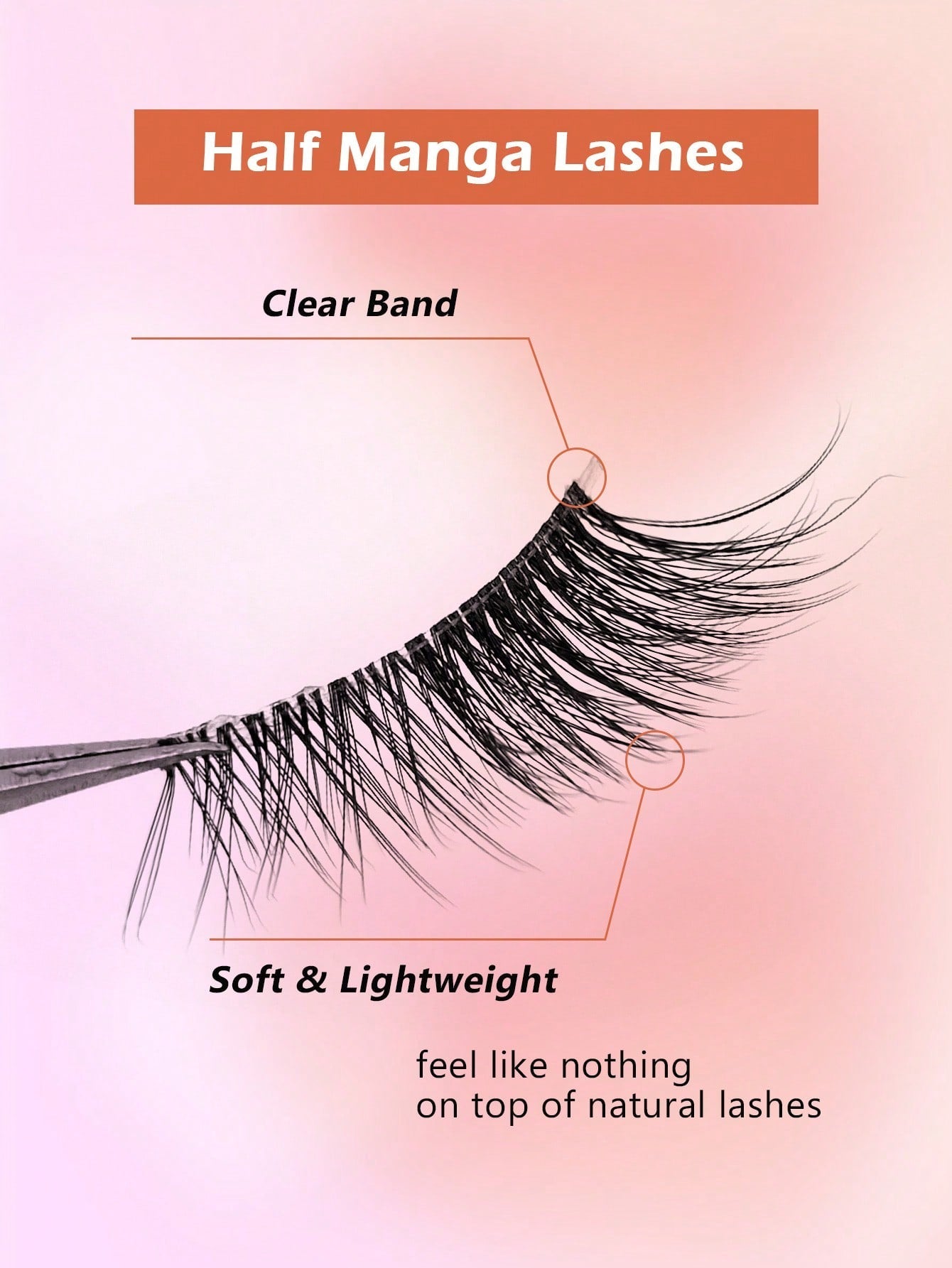 Asiteo 7 Pairs Half Lashes Natural Look False Eyelashes Cat Eye Wispy Natural Half Eyelashes Clear Band Lashes - Negative Apparel