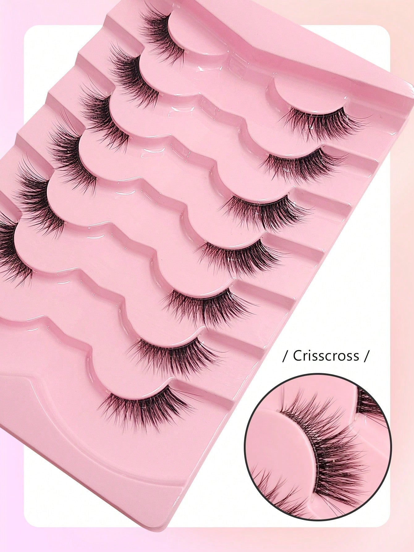 Asiteo 7 Pairs Half Lashes Natural Look False Eyelashes Cat Eye Wispy Natural Half Eyelashes Clear Band Lashes - Negative Apparel