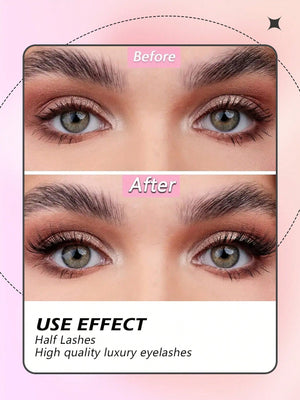 Asiteo 7 Pairs Half Lashes Natural Look False Eyelashes Cat Eye Wispy Natural Half Eyelashes Clear Band Lashes - Negative Apparel