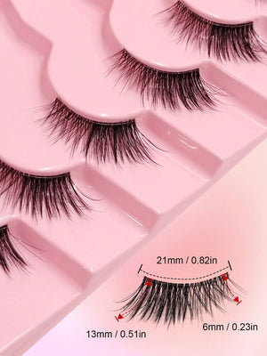 Asiteo 7 Pairs Half Lashes Natural Look False Eyelashes Cat Eye Wispy Natural Half Eyelashes Clear Band Lashes - Negative Apparel