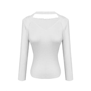 Autumn and winter design sense V - neck neck knitted sweater female slim and thin inside sweater outside chic long - sleeved top tide - Negative Apparel