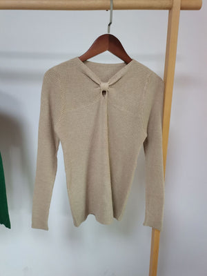 Autumn and winter new knitted sweater women's heart machine hollow bottoming shirt design sense with V - neck long - sleeved slim top - Negative Apparel