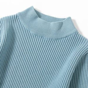 Autumn and winter semi - turtleneck pendulum long knitted dress waist thin long - sleeved sweater backing skirt women's core - spun yarn - Negative Apparel