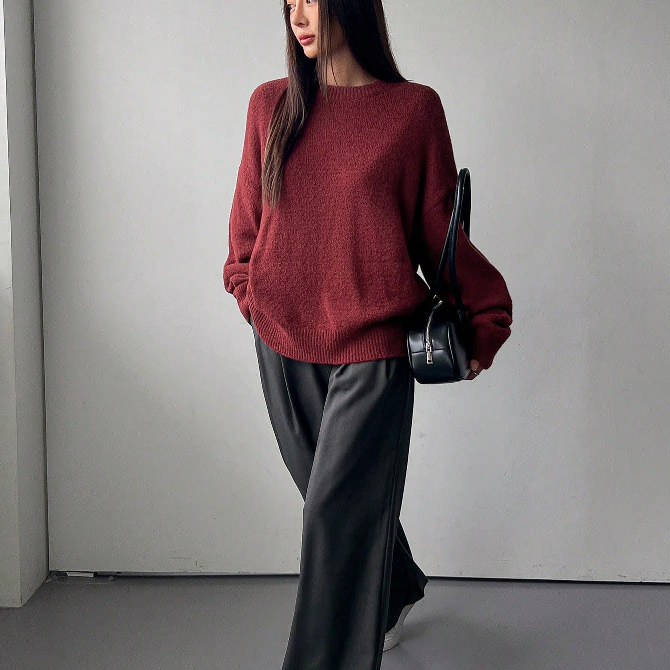 Autumn Loose Fit Pullover Sweater for Women – Soft Knit Minimalist Top - Negative Apparel