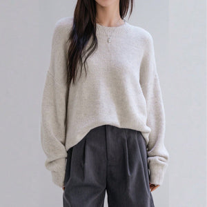 Autumn Loose Fit Pullover Sweater for Women – Soft Knit Minimalist Top - Negative Apparel