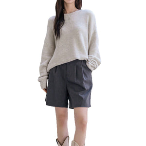 Autumn Loose Fit Pullover Sweater for Women – Soft Knit Minimalist Top - Negative Apparel