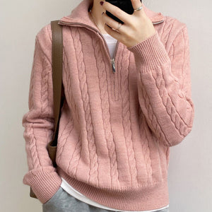 Autumn Winter Women’s Lapel Cardigan – Retro Thick Knit Sweater, Loose Fit - Negative Apparel
