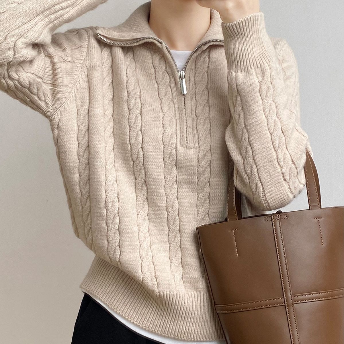 Autumn Winter Women’s Lapel Cardigan – Retro Thick Knit Sweater, Loose Fit - Negative Apparel